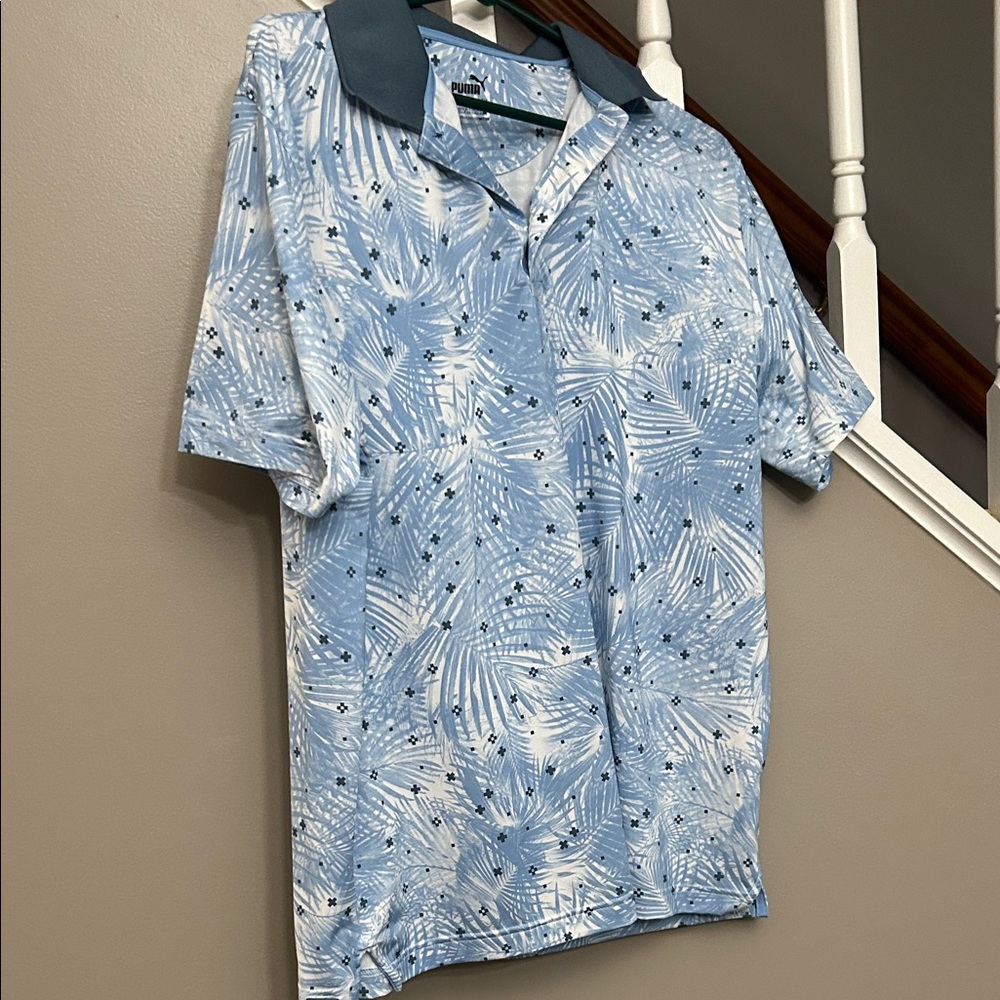 Puma Light Blue Patterned Men's Shirt